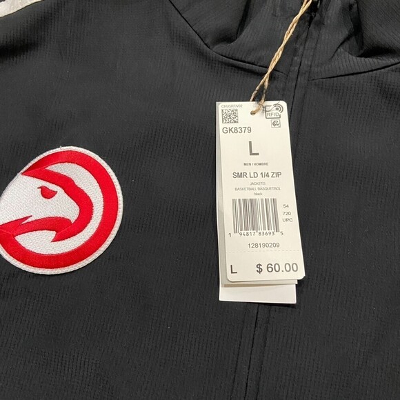 Adidas Atlanta Hawks NWT Club Member Windbreaker Pullover Jacket Men's Large - Picture 2 of 7